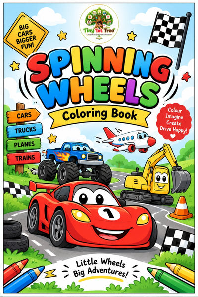 Spinning Wheels Coloring Book (cover)